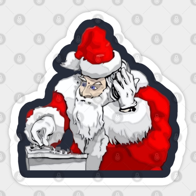 DJ Santa Claus Mixing The Christmas Party Track Sticker by taiche